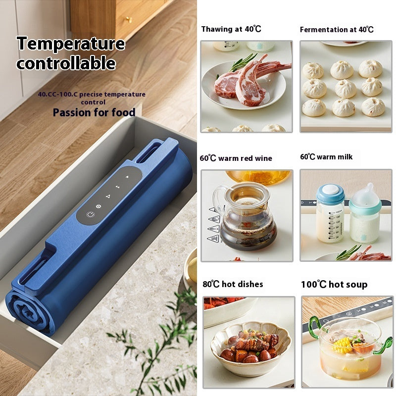 Foldable Flexible Silicone Dish Warming Plate – Household Food Warmer with Power Cord