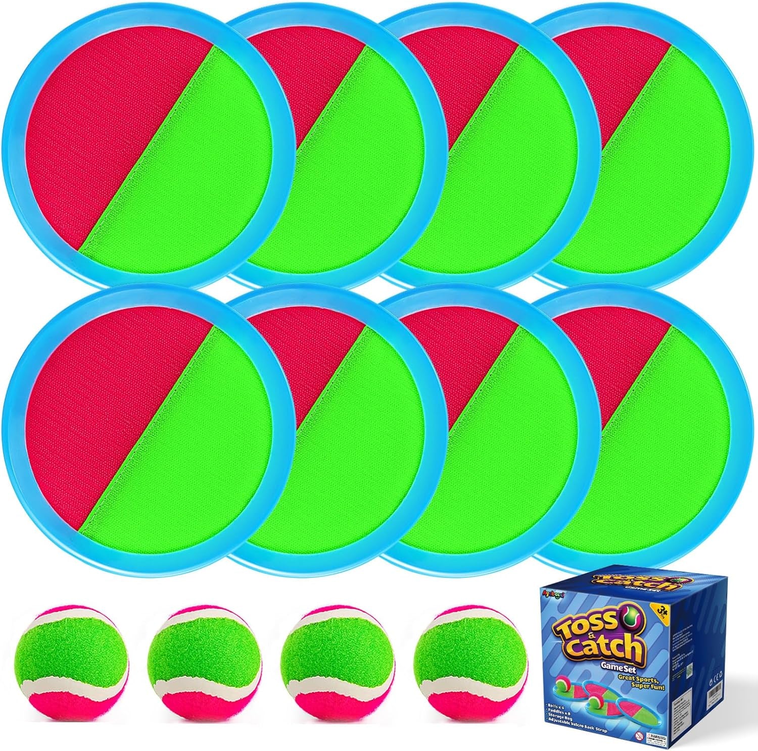 Toss and Catch Paddle Ball Game Outdoor Beach Pool Sand Toys outside Lawn Yard Games for 3 4 5 6 7 8 9 10 11 12 Year Olds Girls Boys Toys Birthday Gift (2 Paddles 2 Balls)