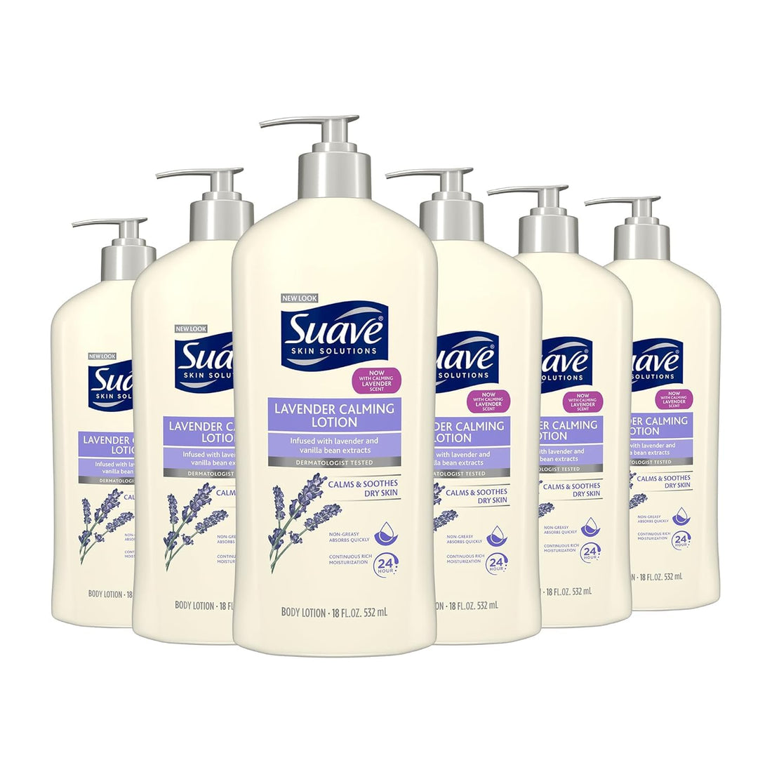 Suave Skin Lotion 18 Ounce Pump Lavender Vanilla 18 Ounce Pump (532Ml) (6 Pack)