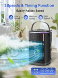 Portable Air Conditioners Fan with Remote,1500Ml Tank, 1-6H Timer, 3 Wind Speeds, Personal Mini Air Cooler with Humidifier for Room Bedroom Desktop Office (Black)