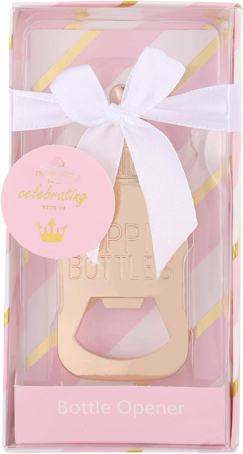 24 Pcs Pink Princess Baby Shower Favors for Girl,Poppins'Bottle Bottle Opener Baby Shower Favor for Guests Girl Baby Shower Souvenirs Party Decoration Goodiebag Supplies (Pink and Gold, 24)