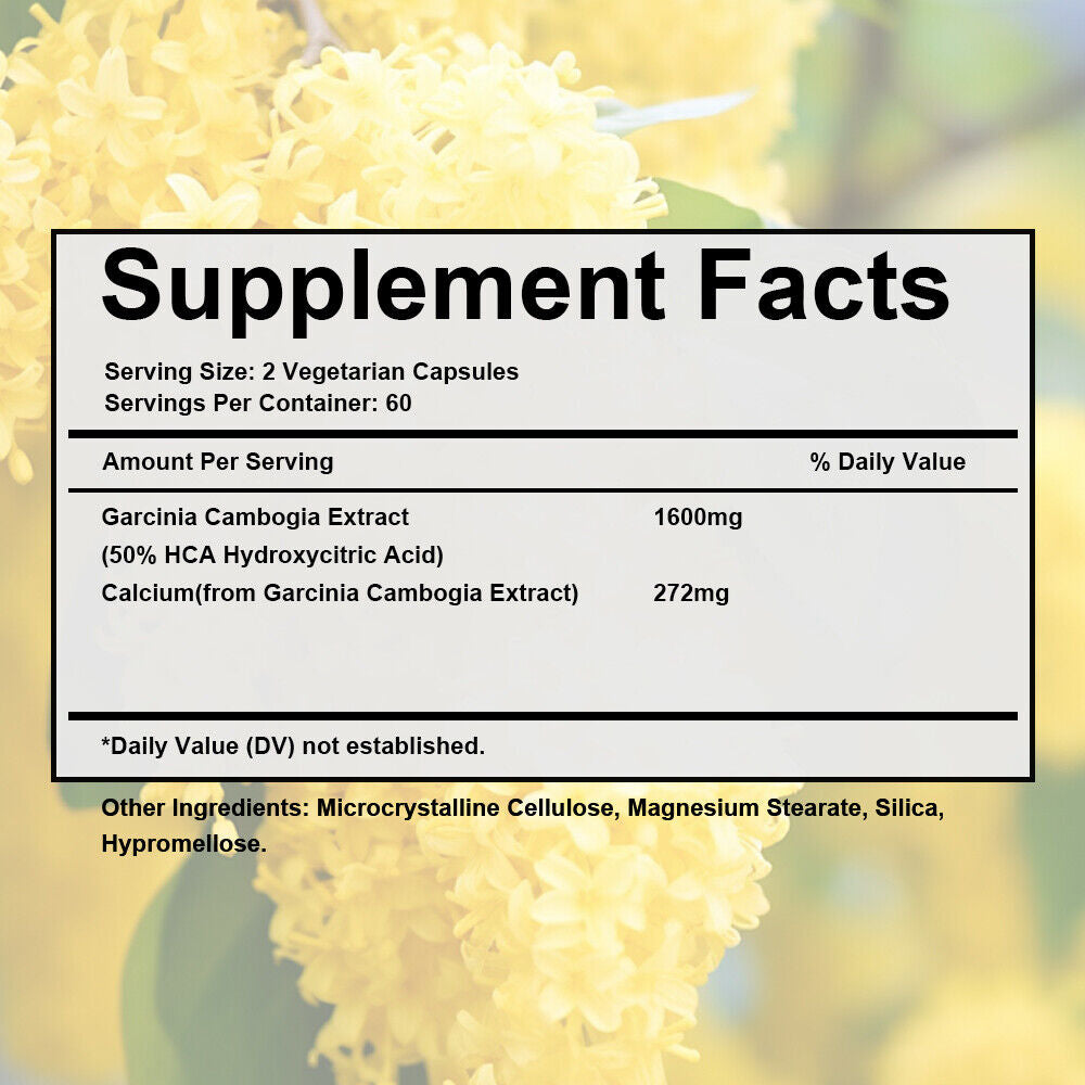 Garcinia Cambogia Weight Loss Caps - 1600Mg 50% HCA Pure Extract - Fat Burner