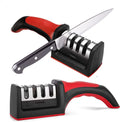 Knife Sharpeners for Kitchen Knives– Stainless Steel 4 In1 Kitchen Knife Sharpener – Ergonomic and Easy to Use Knife Sharpening Kit with 4 Stage Sharpening Slots Black