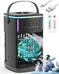 Portable Air Conditioners Fan with Remote,1500Ml Tank, 1-6H Timer, 3 Wind Speeds, Personal Mini Air Cooler with Humidifier for Room Bedroom Desktop Office (Black)
