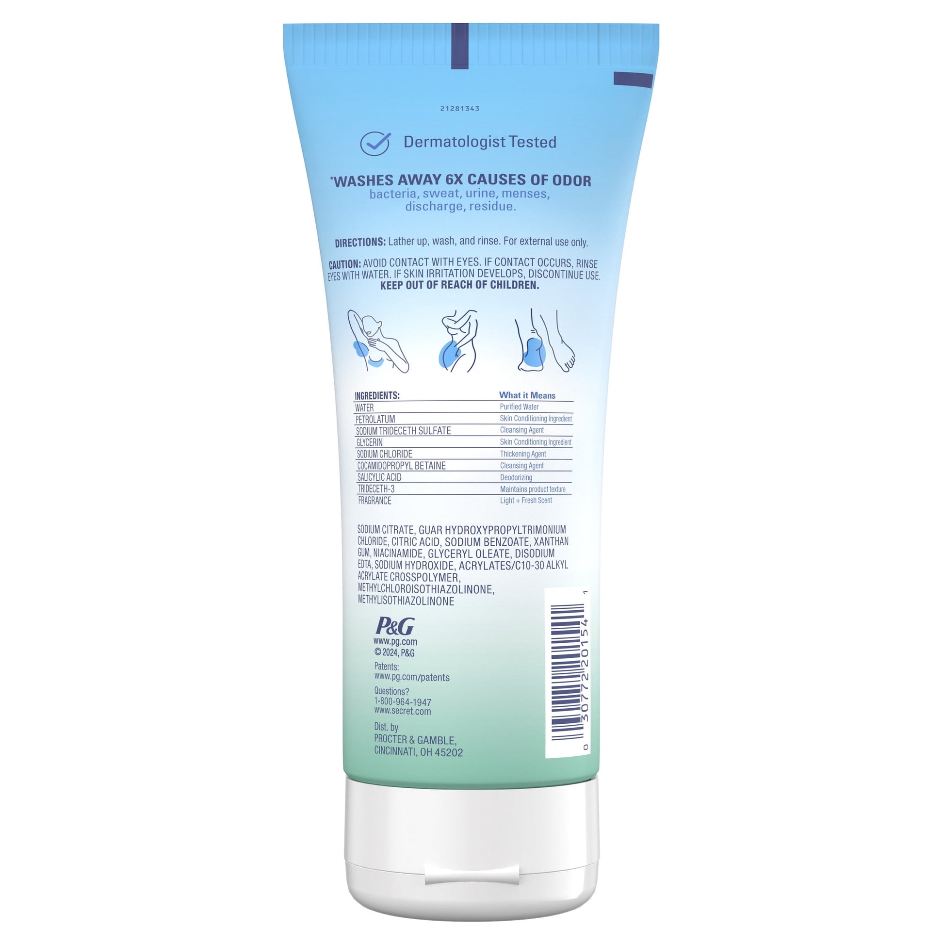 Feminine Wash 24 HR Deodorizing Body Wash for Women, Light & Fresh, 7Oz