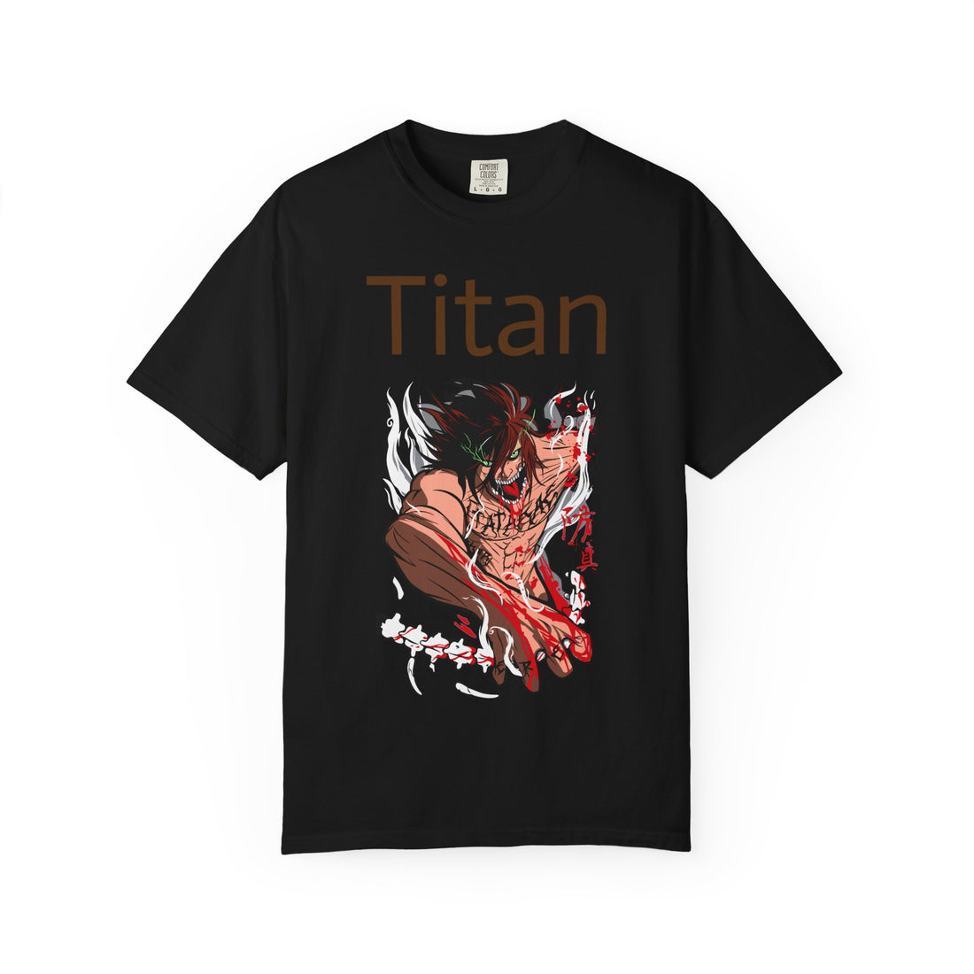 Anime-Inspired Unisex Garment-Dyed T-shirt with 'Titan' Graphic | Perfect for Fans, Casual Wear, Gifts, and Conventions
