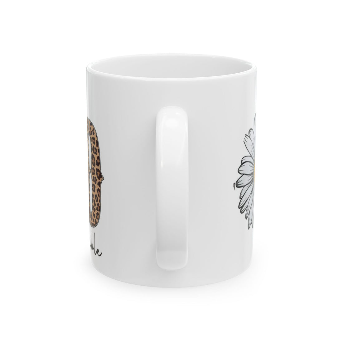 Daisy and Leopard Print Motivational Mug, Inspirational Coffee Cup, Floral Tea Mug, Cute Gift for Her, Home Office Decor