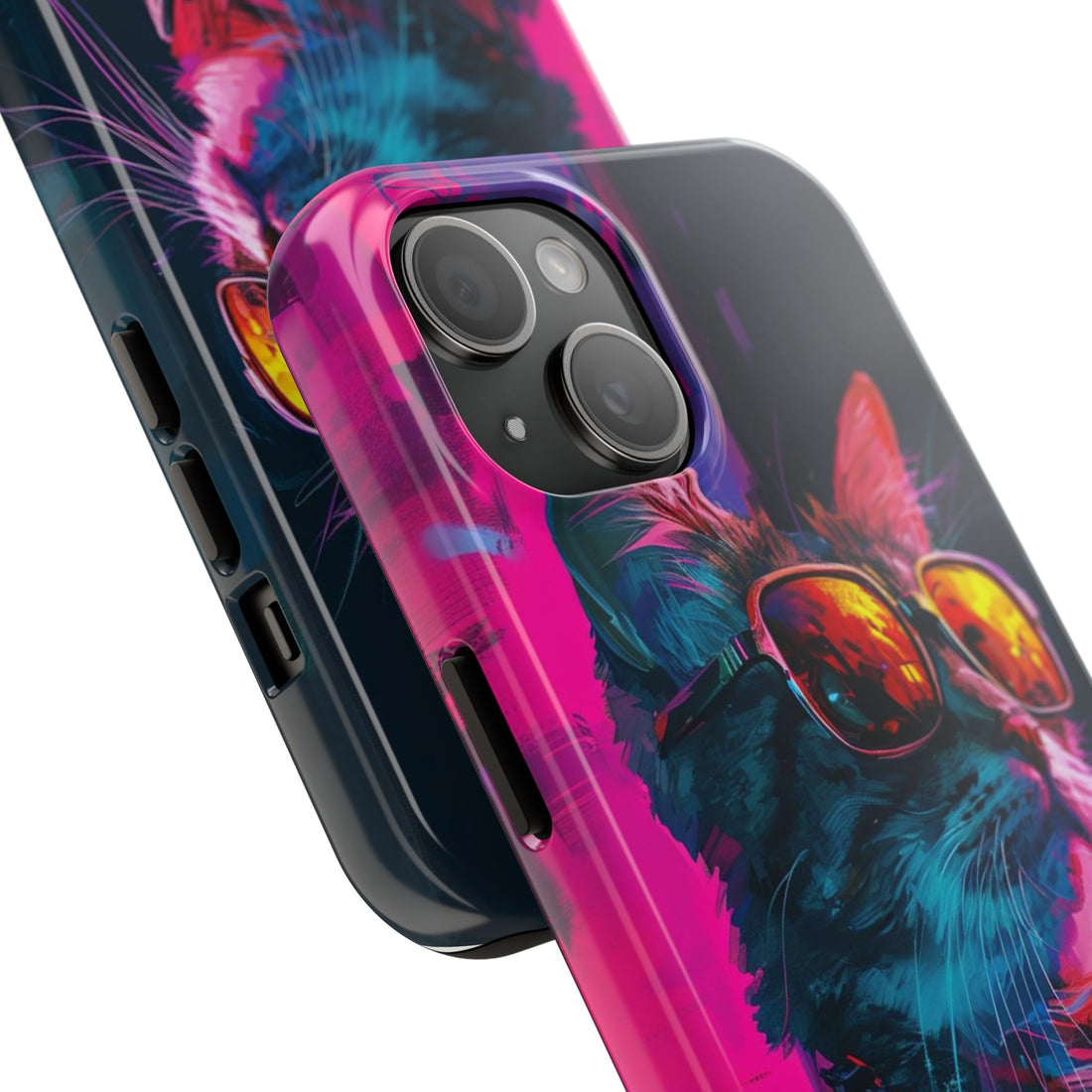 Funky Cat Phone Case, Stylish Phone Cover, Pet Lover Gift, Vibrant Design, Cool Accessories