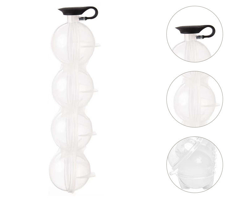 4-Hole Round Ice Ball Maker – Whiskey Ice Mold Tray with Silicone Lid | Large Sphere Ice Cubes for Drinks
