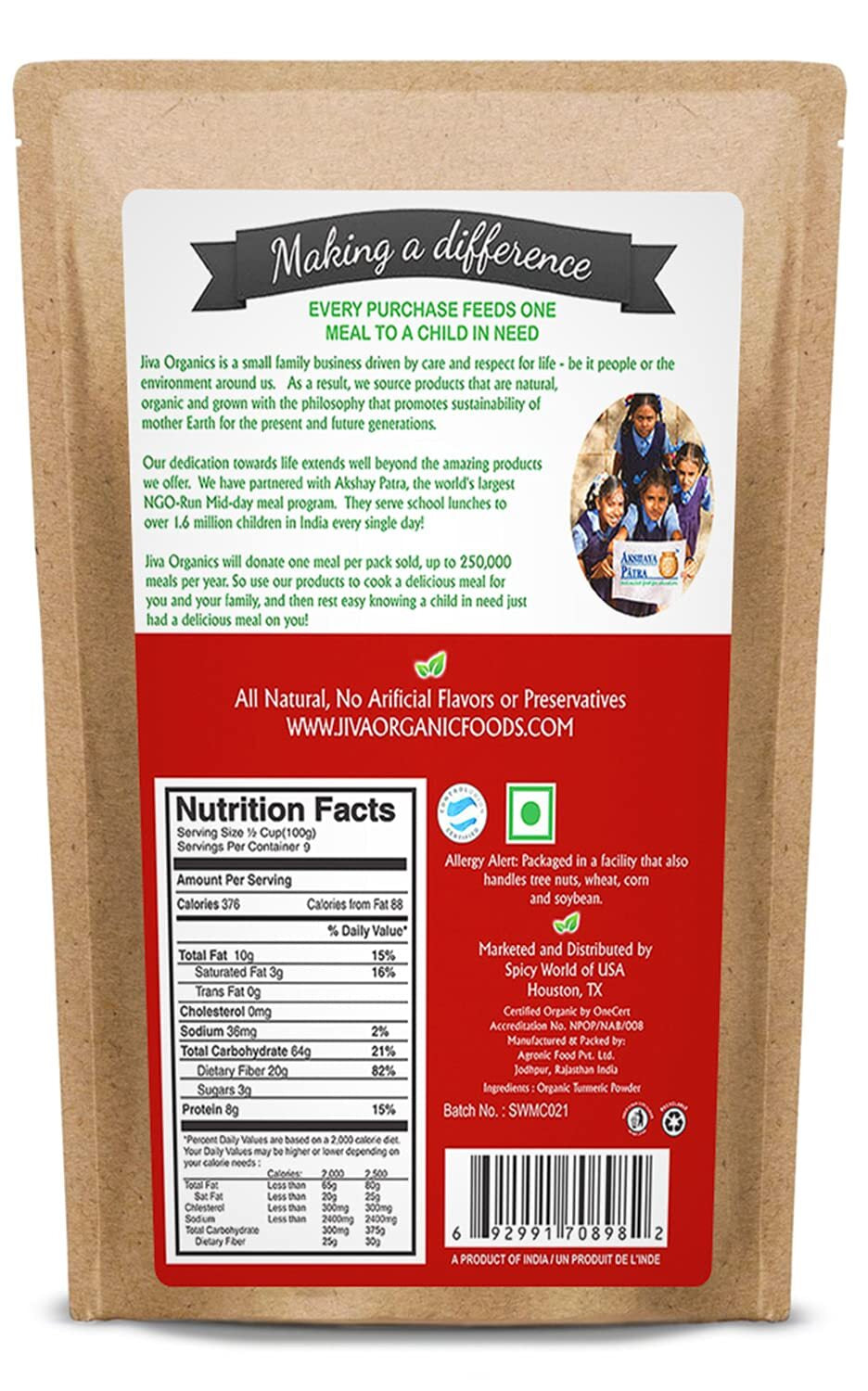Organic Turmeric Powder by - 100% Raw with Curcumin - Lab Tested & Reports Av...