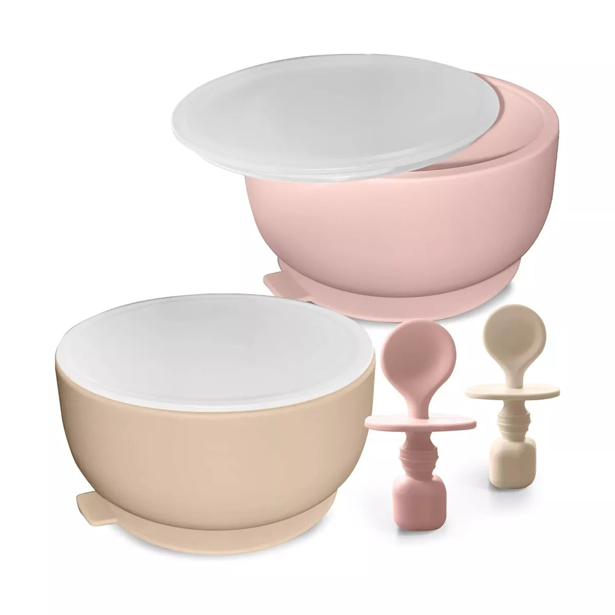 Sperric Silicone Baby Feeding Set - Infant Suction Bowls with Lids and Spoons | BPA Free Toddler Self Feeding Utensils for 0-6 Months