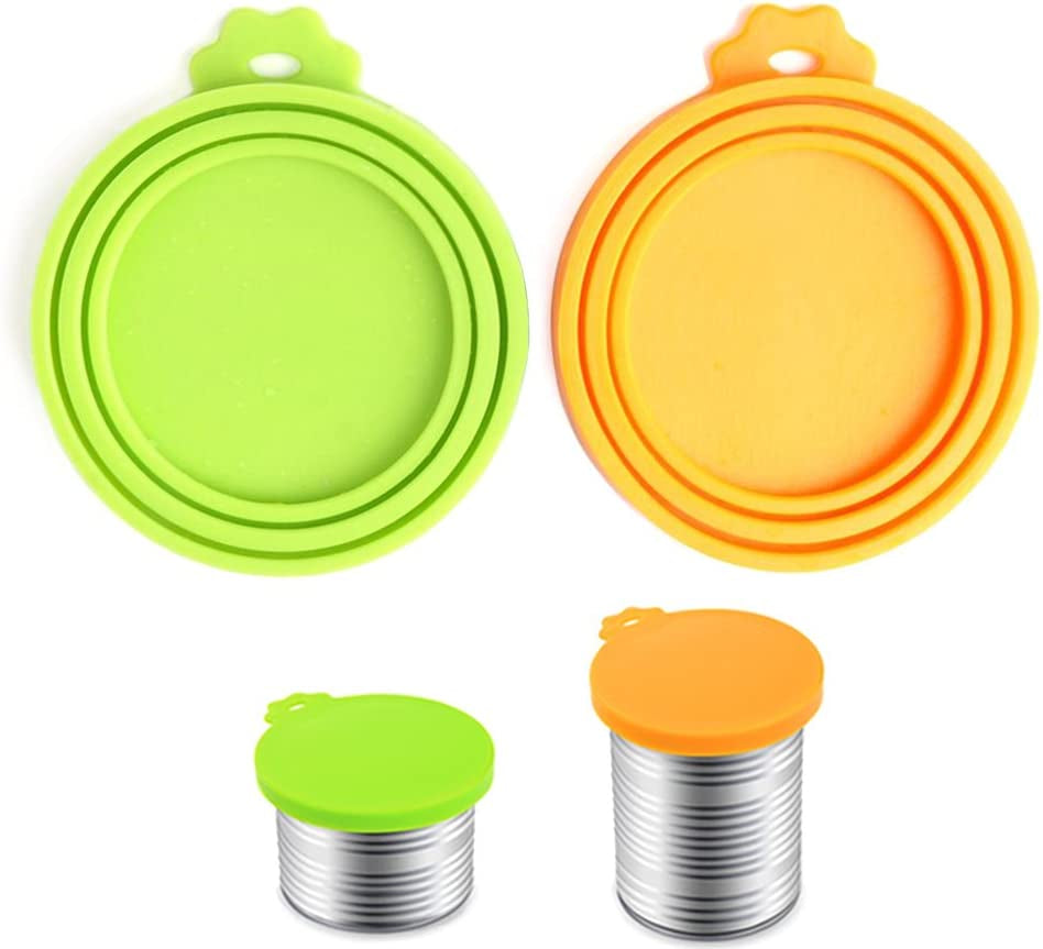 Pet Food Can Cover Silicone Can Lids for Dog and Cat Food(Universal Size,One Fit 3 Standard Size Food Cans),Blue and Green