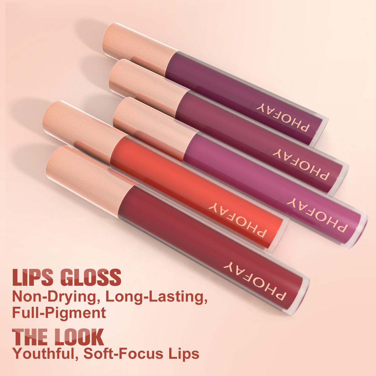 High-shine lip gloss without sticky feel
