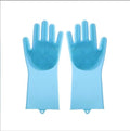 Pair of blue silicone-dishwashing-gloves