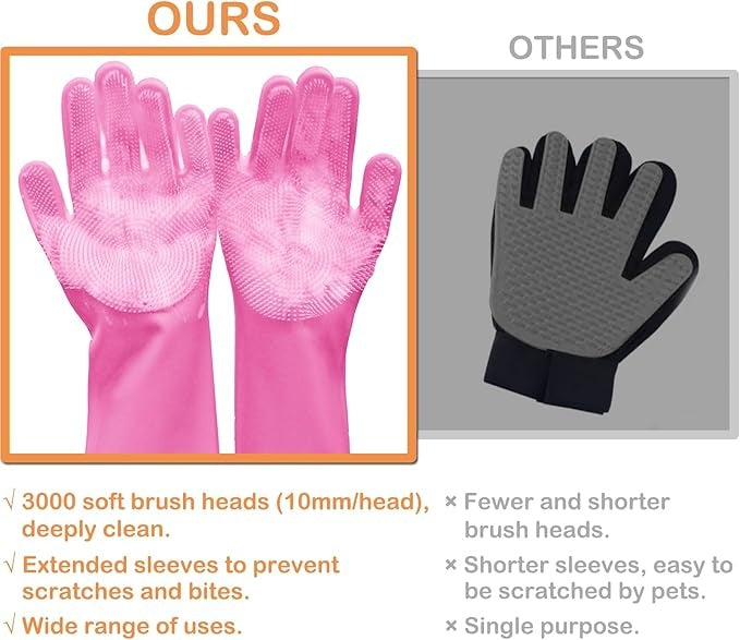 Comparison of pink silicone-dishwashing-gloves 
