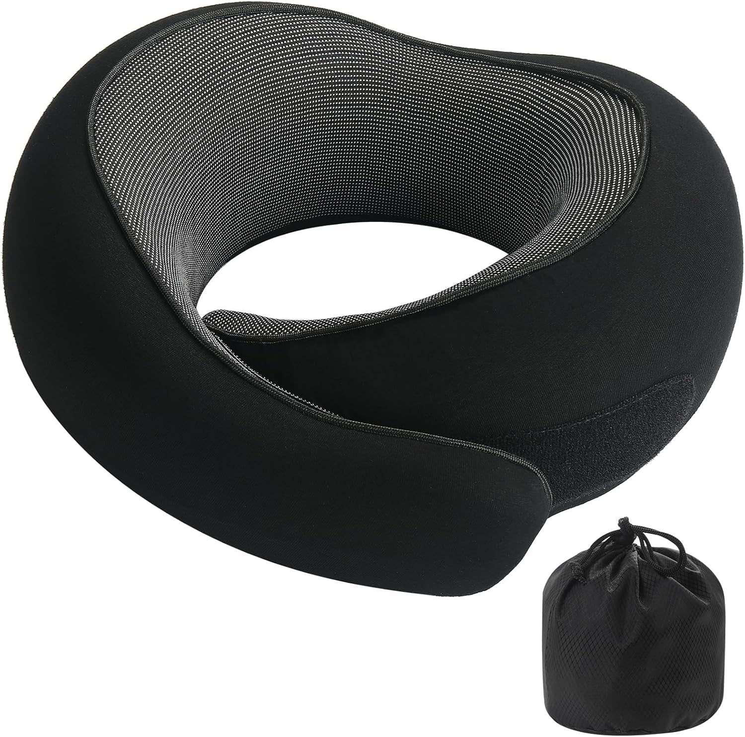 ® Snail Neck Pillow Memory Foam with Magicstrap – Adjustable Ergonomic Travel Pillow for Office/Airplane/Car, Washable Cover, Portable Cervical Support (Gray)