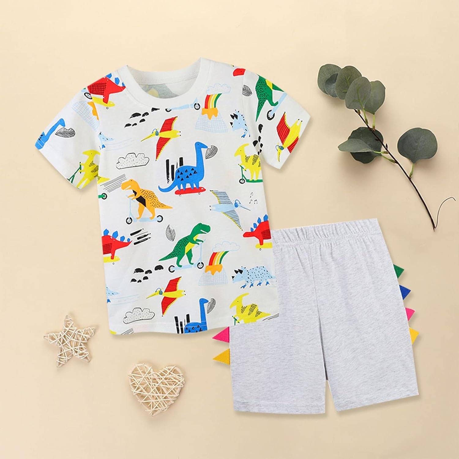 Cute Children Clothes Set Children'S Clothing Short Sleeved Suit Summer Boys' Short Sleeved Colorful (White, 3-4 Years)