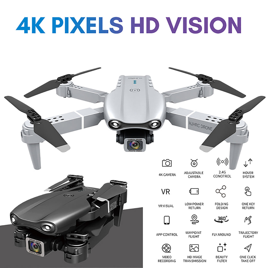 4K Foldable RC Drone with HD Dual Camera WIFI FPV Selfie Quadcopter ~~