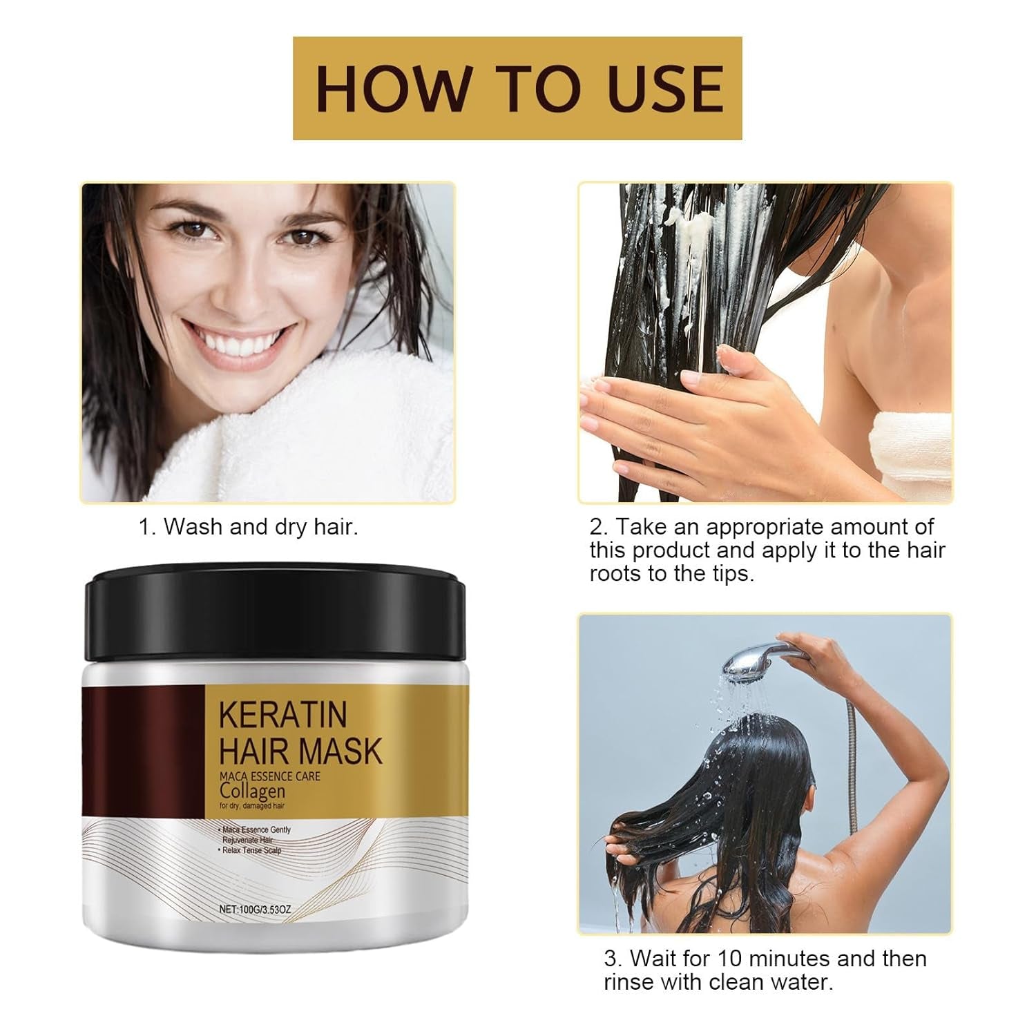 Collagen & Argan Oil Hair Mask for Damaged Hair, Including Curly, Straight, Thin & Fine Hair, Nourishing Hair Essence Care (100G, 3.53Oz)