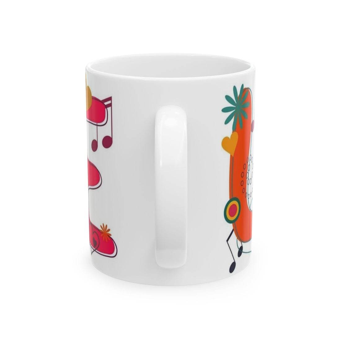 Colorful Musical Love Ceramic Mug - Perfect Gift for Music Lovers, Valentine's Day, Coffee Enthusiasts, Home Decor, Gift Ideas