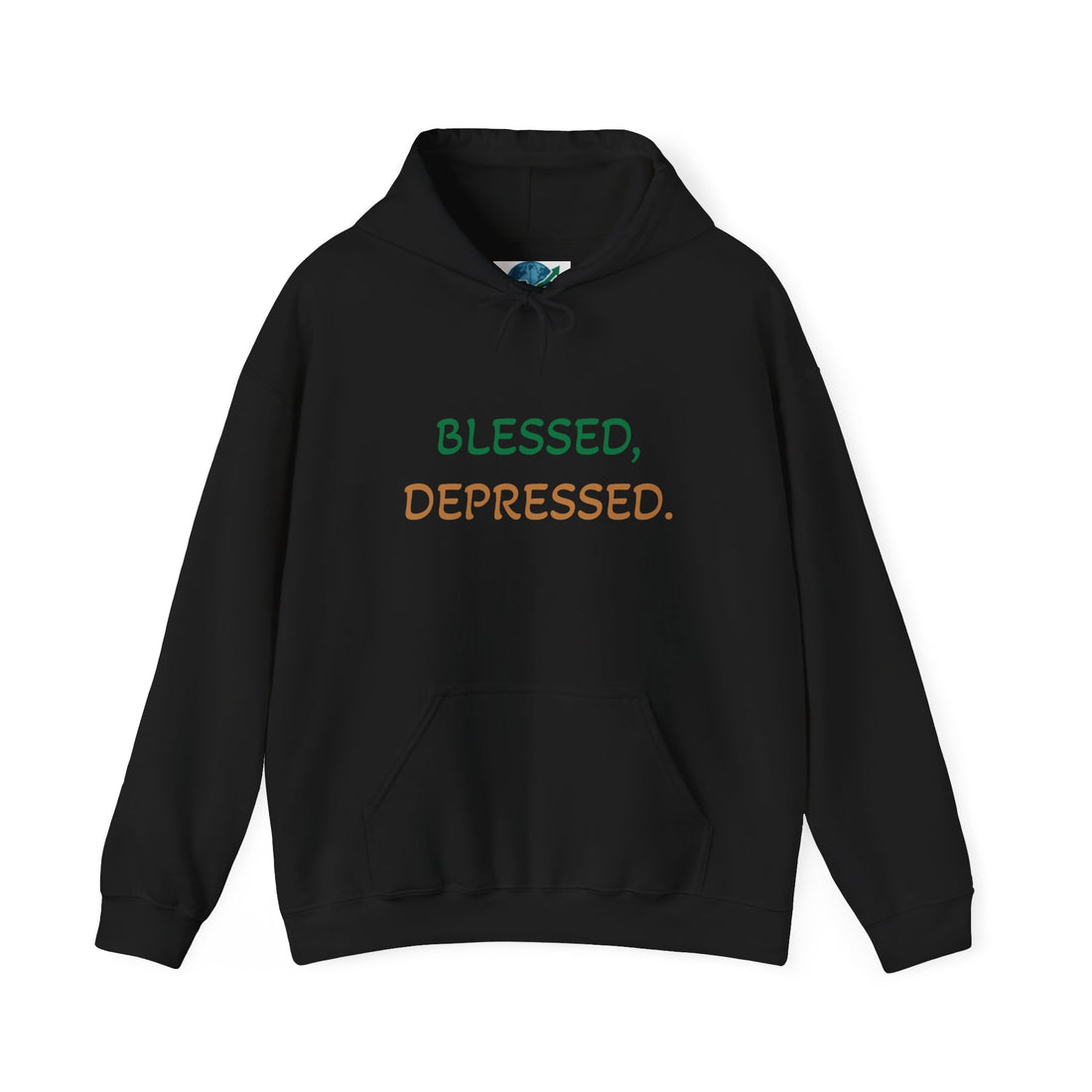 Blessed, Depressed Hoodie - Unisex Heavy Blend Sweatshirt, Cozy Pullover, Casual Wear, Gift for Mental Health Awareness, Self-Care Apparel