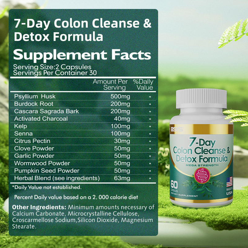 7-Day Colon Cleanse & Detox Capsules – Natural Digestive Support for Bloating, Constipation & Gut Health