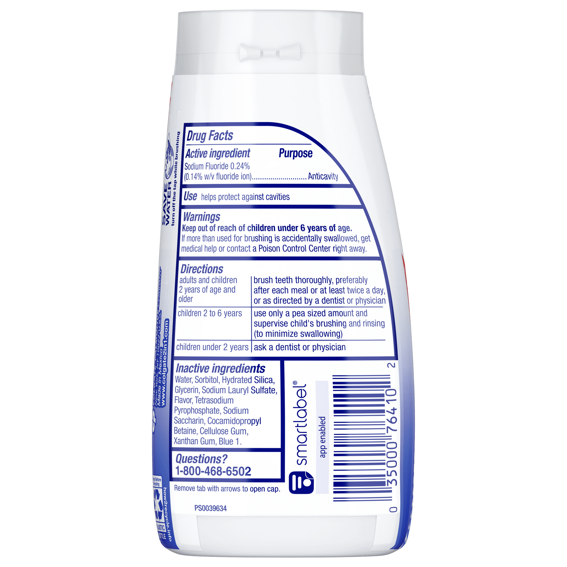 2 in 1 Toothpaste and Whitening Mouthwash, Mint, 4.6 Oz Squeeze Bottle