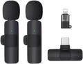 2-Pack 2-In-1 Wireless Lavalier Microphone – Noise-Canceling Clip-On Mic for Iphone & Android, 20M Range. Perfect for Videos, Vlogging, Interviews & Meetings. USB-C & Lightning Compatible.