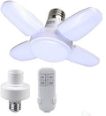 E27 LED Bulb Fan Blade Timing Lamp AC85-265V 28W Foldable Led Light Bulb Lampada for Home Ceiling Light with Remote Controller (Only Fan Bulb)