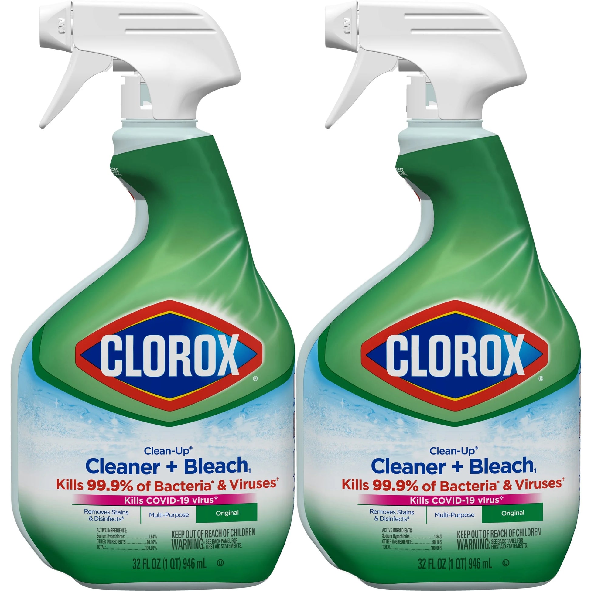 Clean-Up All Purpose Cleaner with Bleach, Spray Bottle, Original, 32 Ounces, Twin Pack