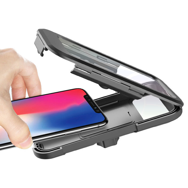 Universal Waterproof Bicycle & Motorcycle Phone Holder – 360° Rotating Handlebar Mount with Magnetic Lock for 4”–6.7” Phones