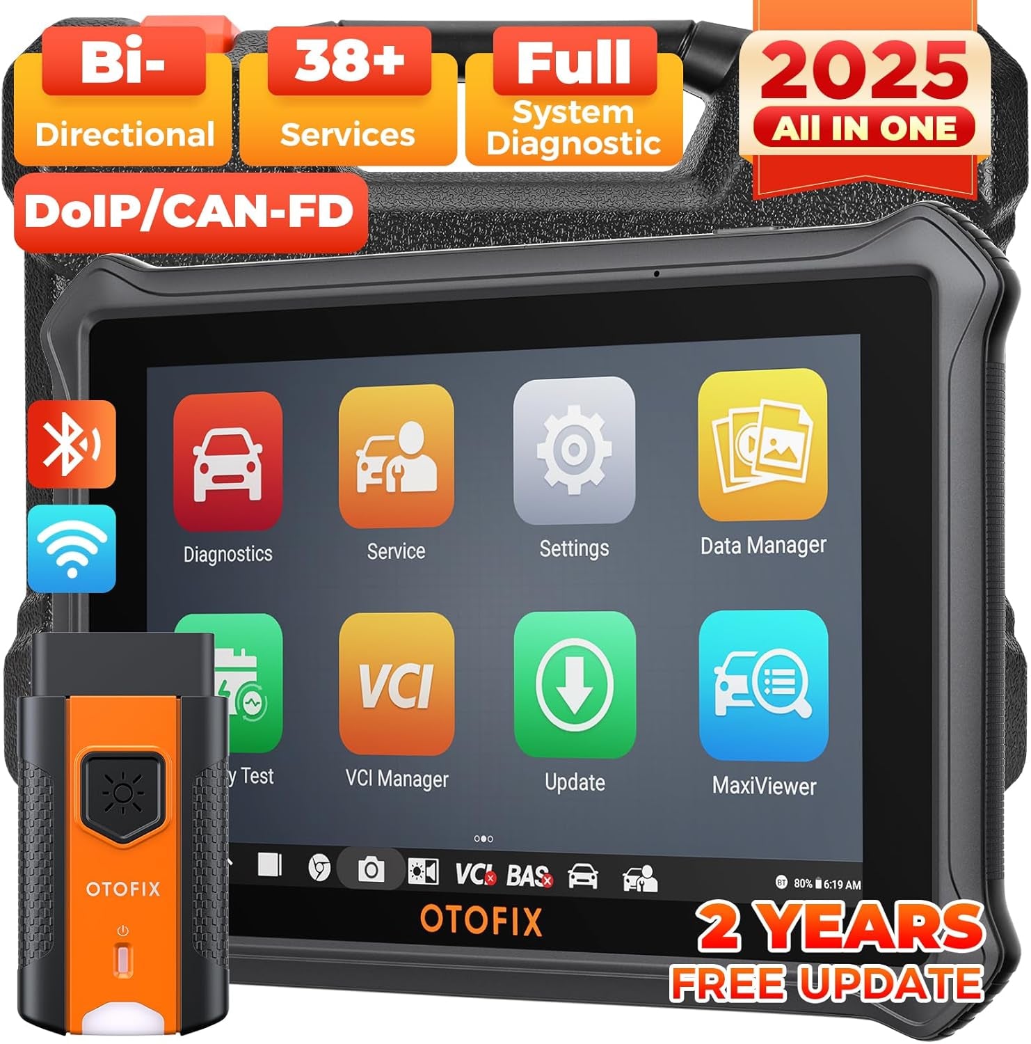 D1 Lite Bidirectional Scan Tool with 2-Year Updates, 2025 Newest All System Automotive Diagnostic Scanner, 38+ Reset Services, FCA Autoauth, Active Test, CANFD&DOIP, Auto VIN
