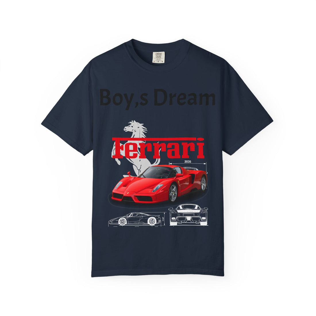 Ferrari Dream Tee - Unisex Garment-Dyed T-shirt, Boys Gift, Car Lover Apparel, Birthday Outfit, Automotive Enthusiast Shirt