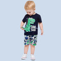 2023 Toddler Kids Boys Summer Short Sleeve Dinosaur T Shirts Tops Shorts Outfits Clothes Set 2 to 7 (2-Black, 4-5 Years)