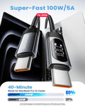 LED Display USB C to C Cable (3.3FT+6FT, 2Pack), Type C to Type C 100W Fast Charging Cable for Iphone 16/15 Pro Max, Macbook Pro, Ipad Pro 2024, Galaxy S24 Ultra, Pixel