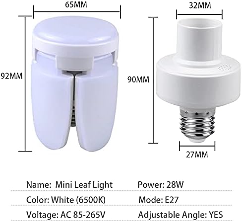 E27 LED Bulb Fan Blade Timing Lamp AC85-265V 28W Foldable Led Light Bulb Lampada for Home Ceiling Light with Remote Controller (Only Fan Bulb)
