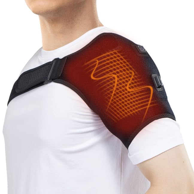 Shoulder Heating Pads for Pain Relief - Electric Heated Shoulder Brace with 3 Temperature Settings, Suitable for Left and Right, Unisex Birthday Gifts for Women Men Mom Dad