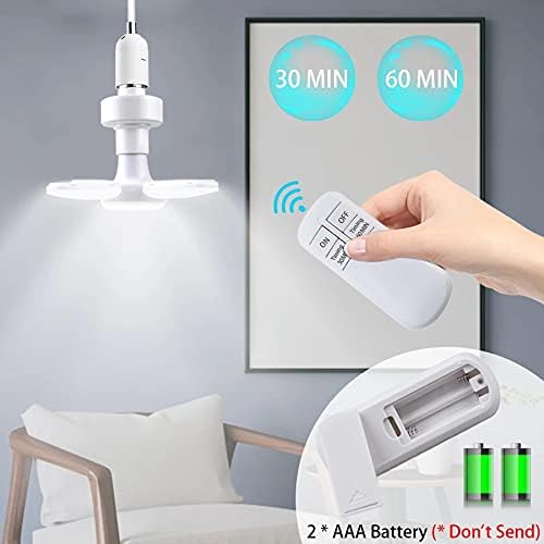 E27 LED Bulb Fan Blade Timing Lamp AC85-265V 28W Foldable Led Light Bulb Lampada for Home Ceiling Light with Remote Controller (Only Fan Bulb)