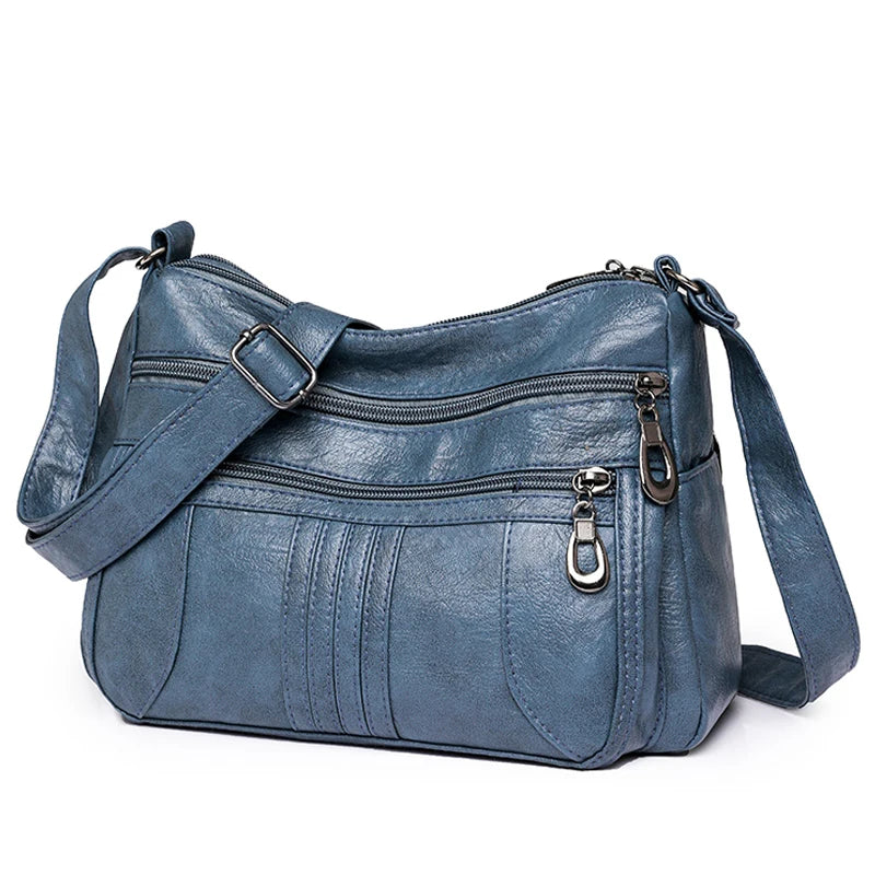 Multiple Pockets Soft Leather Hand Bags for Women Luxury Handbags Women Bags Designer Shoulder Crossbody Bags with Free Shipping
