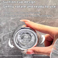 Corrugated Suction Cup Storage Holder Corner Shower Caddy Large Organizer Bathroom Shelf Clear Acrylic Shower Tray Shelves inside Floating Shower Wall Shelf Bath Basket Rack Heavy Duty (Rect-Clear)