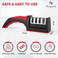 Knife Sharpeners for Kitchen Knives– Stainless Steel 4 In1 Kitchen Knife Sharpener – Ergonomic and Easy to Use Knife Sharpening Kit with 4 Stage Sharpening Slots Black