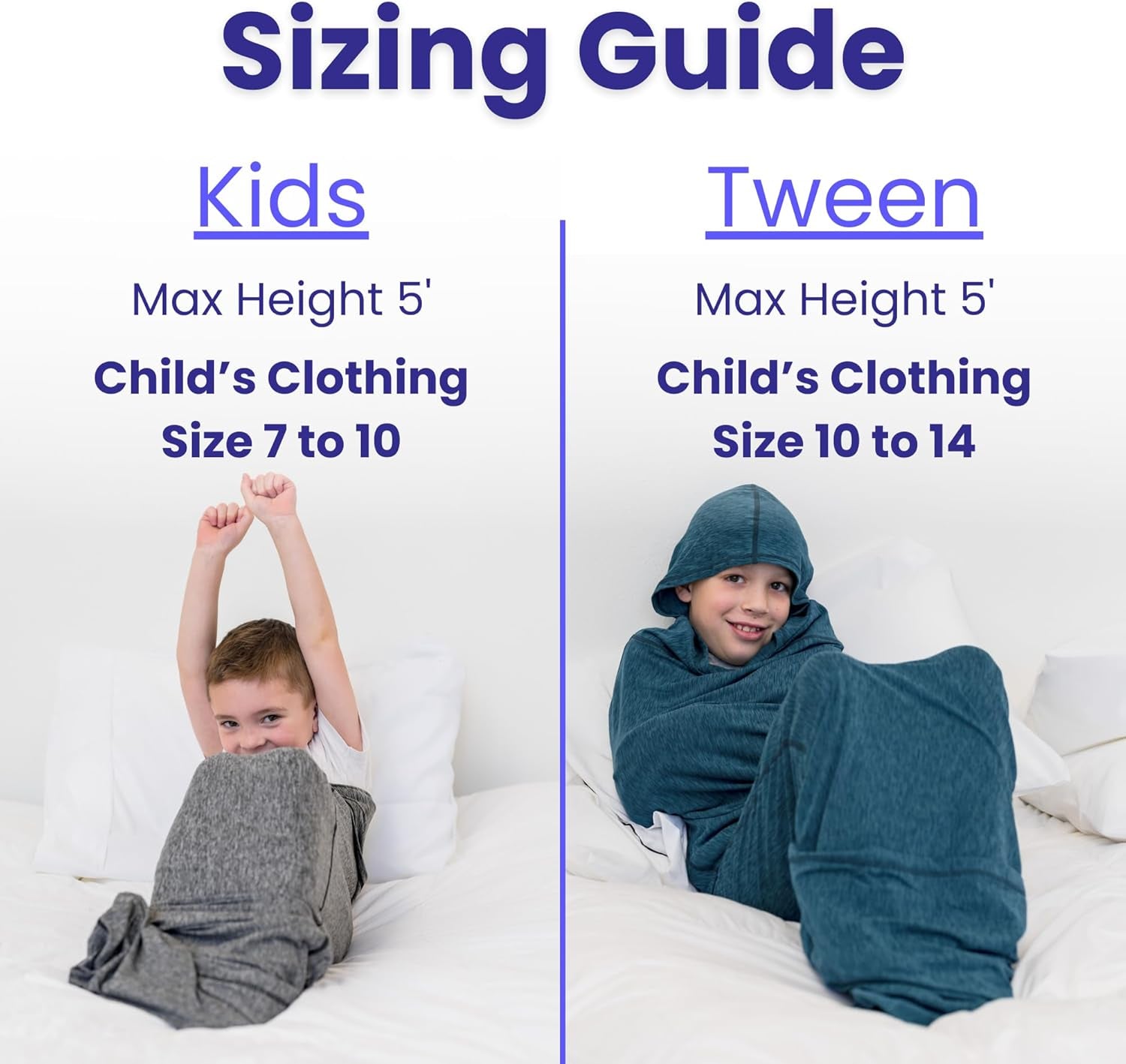 Hooded Sleep Pod for Kids, Wearable Blanket for 7-10 Year Old Girl or Boy, Weighted Blanket Alt, Seen on Shark Tank, Cooling Sensory, Machine Washable Cozy Blankets, Grey