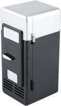 Mini USB Refrigerator Cooler Beverage Drink Cans Refrigerator and Heater for Office Desktop Hotel Home Car (Black)