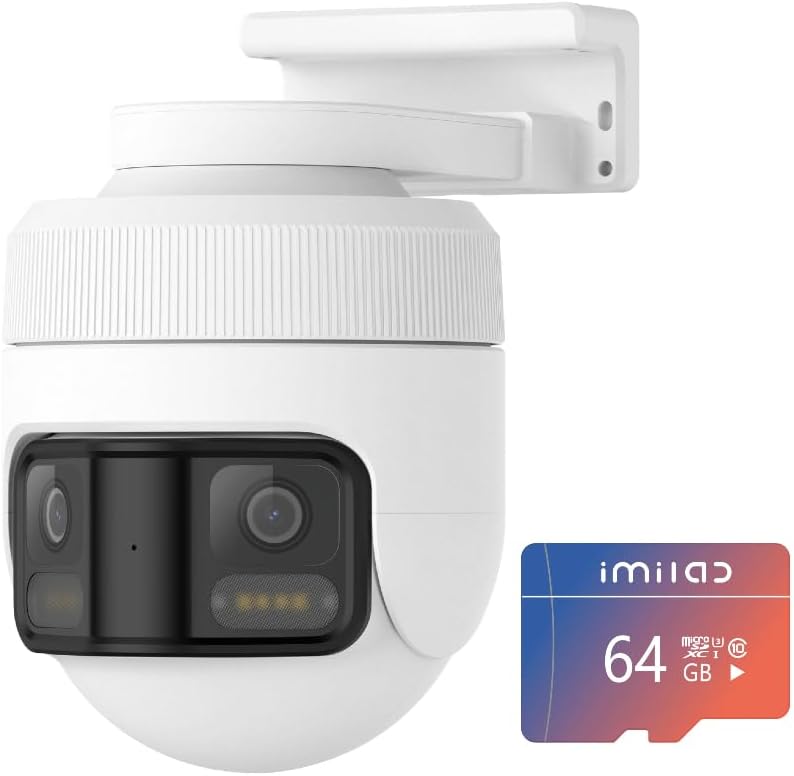 EC6 Panorama+64Gb SD Card: 3.5K Wifi Plug-In Spotlight Camera: 180° Utra Widely View W/344° Rotatable Dual-Lens Security Camera Outdoor