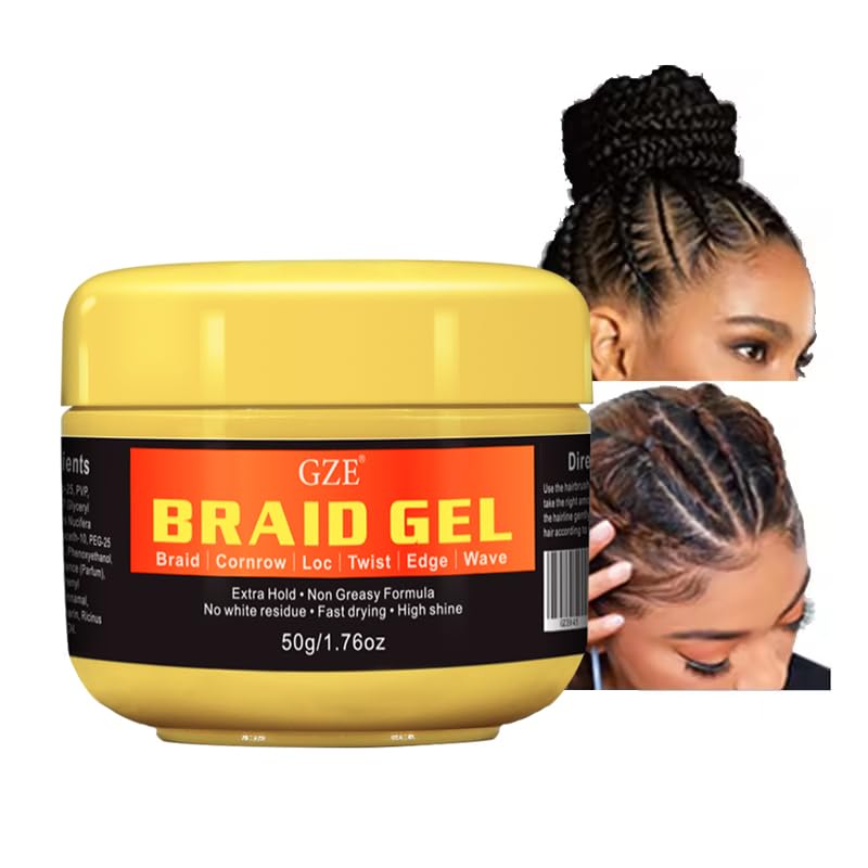 GZE Travel Size Braid Gel - Shining and Conditioning Extra Hold Braid, Loc, Twist Gel, Tames Frizz & Edges, 4C Hair, Shaping Styling