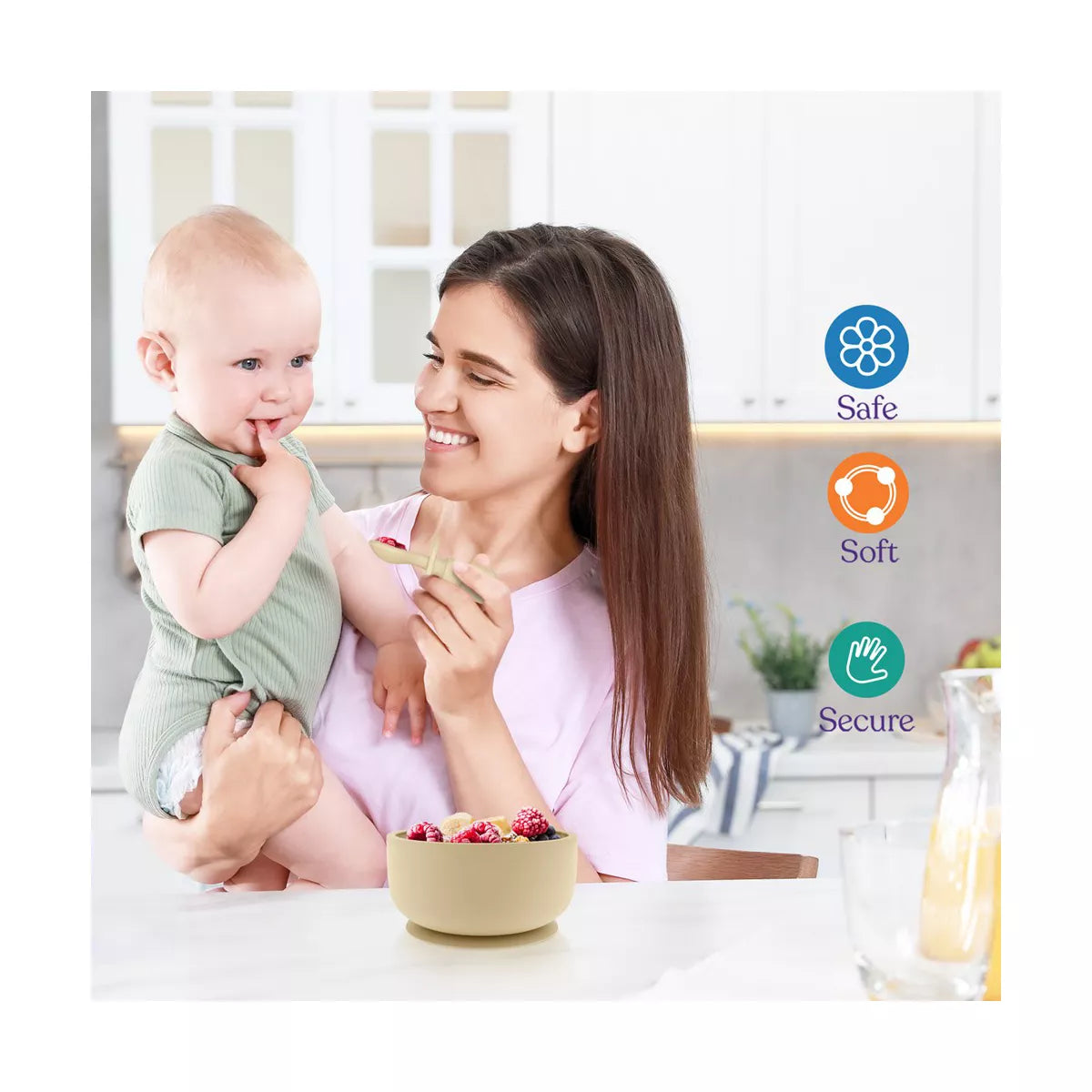 Sperric Silicone Baby Feeding Set - Infant Suction Bowls with Lids and Spoons | BPA Free Toddler Self Feeding Utensils for 0-6 Months