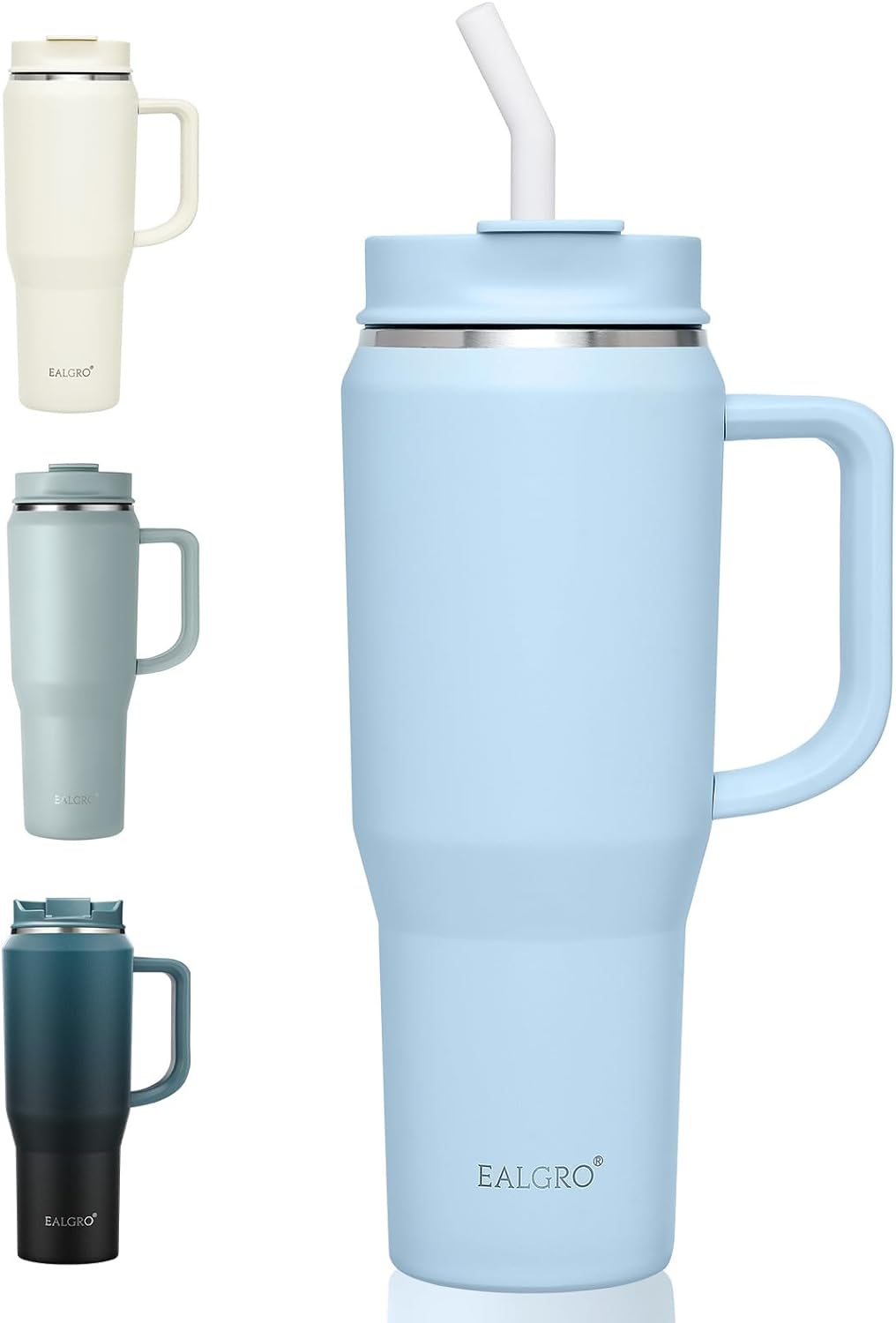 40 Oz Tumbler with Handle, Insulated Tumblers with Lid and Straw, Large Metal Sports Water Bottle Jug, Thermal Stainless Steel Travel Coffee Mug Cup, Black