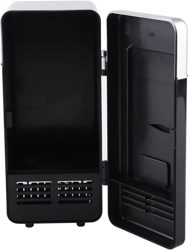 Mini USB Refrigerator Cooler Beverage Drink Cans Refrigerator and Heater for Office Desktop Hotel Home Car (Black)
