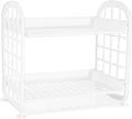 Desktop Rack Cosmetic Stationery Storage Holder, 2-Tier Multifunctional Plastic Shelf Makeup Organizer for Skincare Office Kitchen Bedroom Bathroom Home (White)