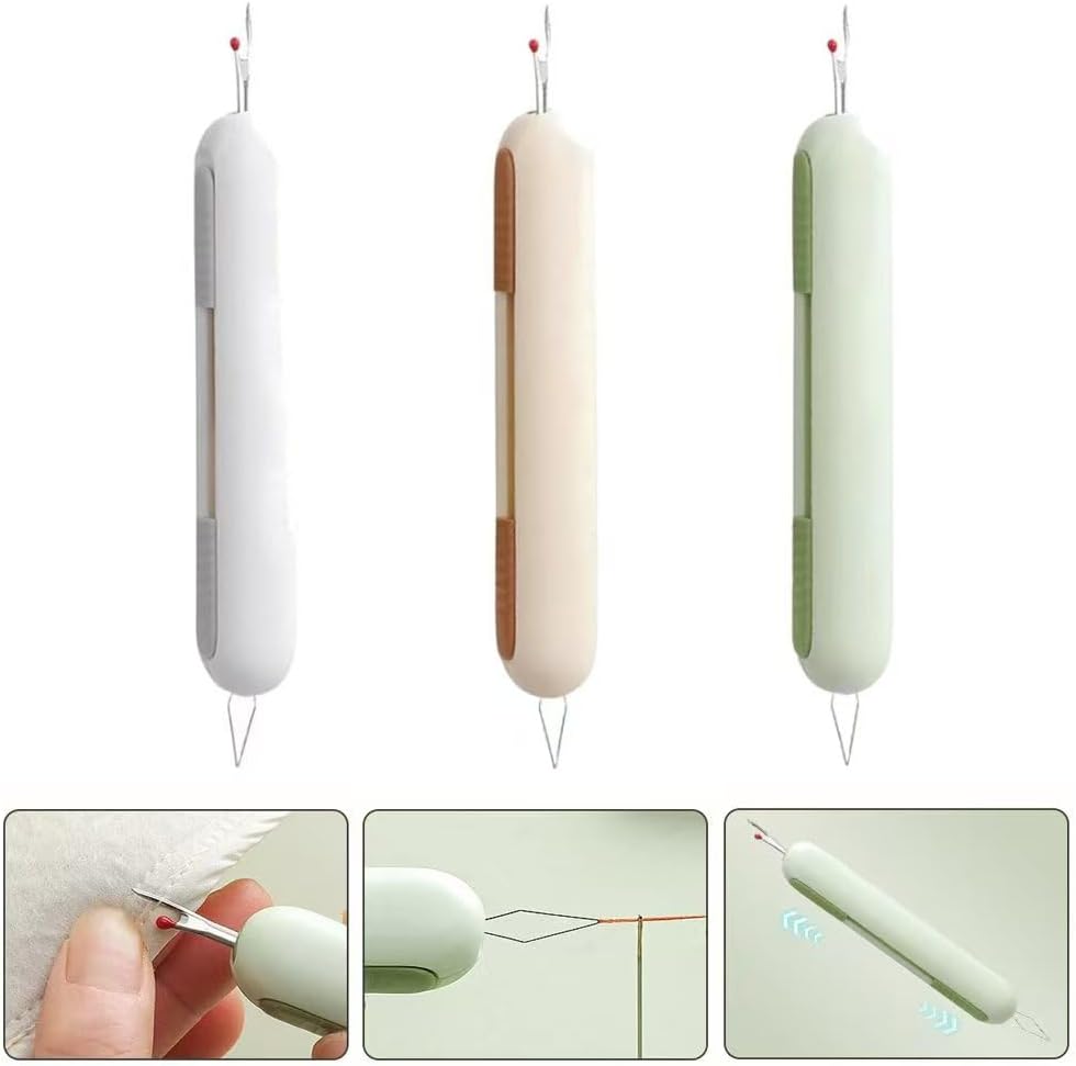 2 in 1 Needle Threaders and Seam Ripper 3Pack Automatic Needle Threader for Hand Sewing Stitch Remover Tool for Cross Stitch Craft Knitting Sewing Supplies